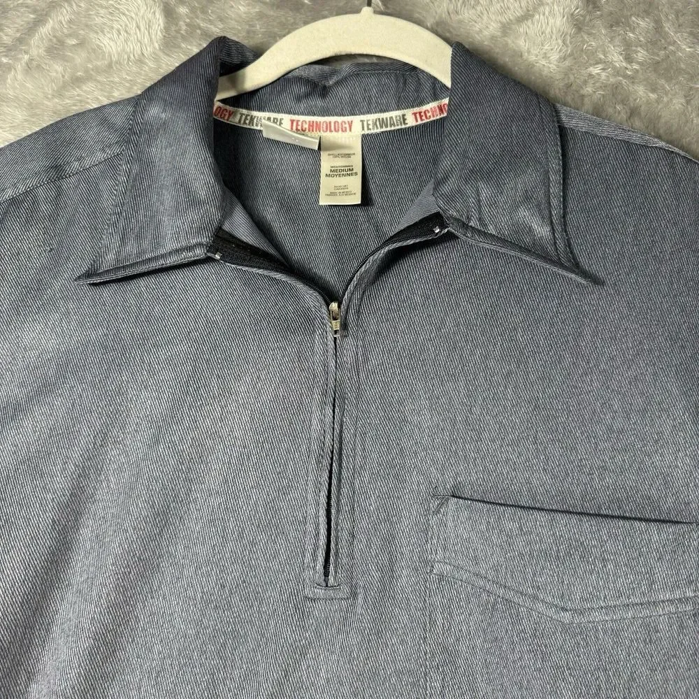 The North Face Mens M Gray Short Sleeve Zip Up Polo Shirt‎ Tekware Technology
